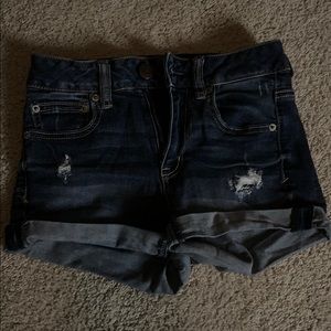Super stretch ripped jean shorts